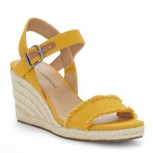 Lucky Brand Strappy Sandal Espadrilles Wedge Yellow Size 9.5